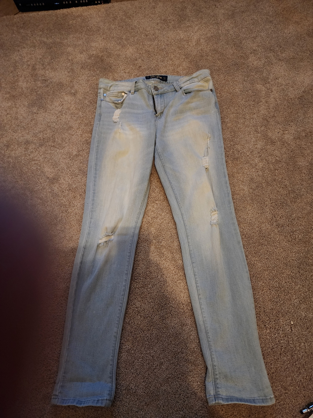 Indigo Rein Size 13 Distressed Light Wash Skinny Jeans